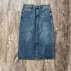 Toteme Denim Midi Skirt Women's 8  Washed Blue Organic Cotton